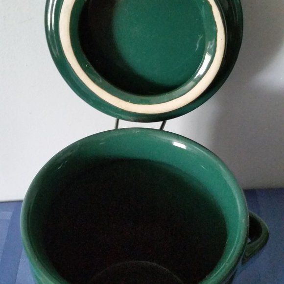 Kitchen Vintage Green Ceramic Canister With Wooden Spoon 8 Poshmark